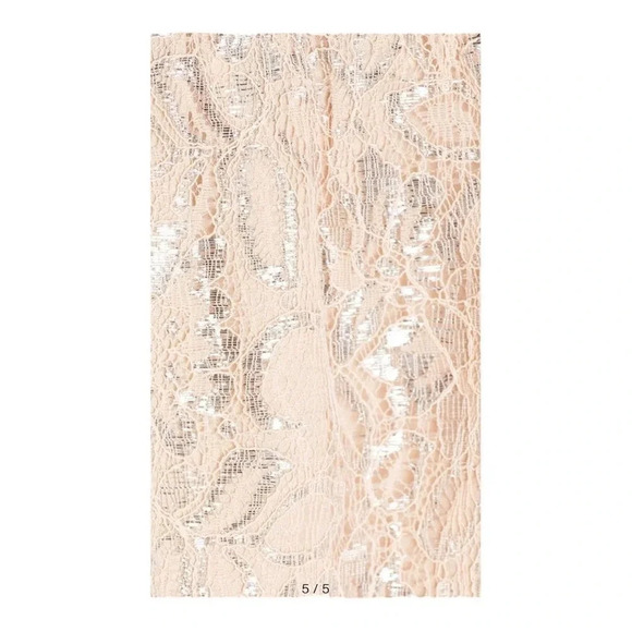 Revolve Endless Rose Off The Shoulder Shimmer light pink & silver top size M NWT - Picture 12 of 16